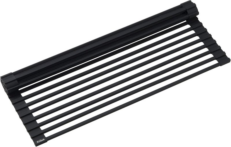 Kraus Multipurpose Over-Sink Roll-Up Dish Drying Rack, Colander and Trivet in Black, KRM-10BLACK - Image 1